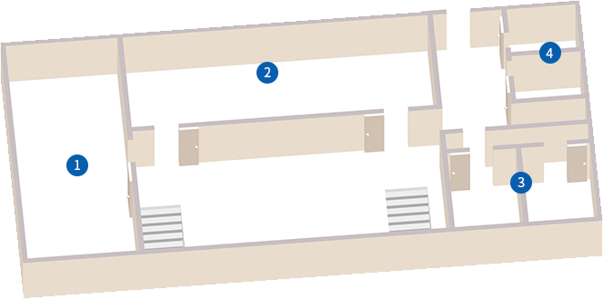 신관 2층 배치도같은 경우에는 1.회의실 2.본회의장 3.의원사무실 4.화장실이 위치해있습니다.