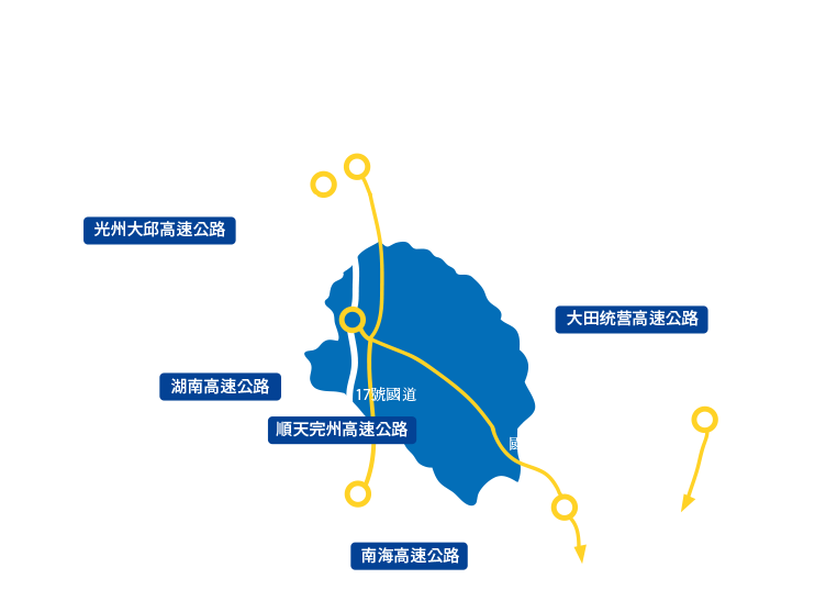 On your way to Gurye. provide information on highways and time spent in each area. It takes 3 hours for Seoul, 1 hour for Jeonju, 50 minutes for Gwangju, 1 1/2 hours for Mokpo, 2 hours for Busan, and 1 hour and 10 minutes for Daegu. For other details, refer to the passenger car information for each region at the bottom